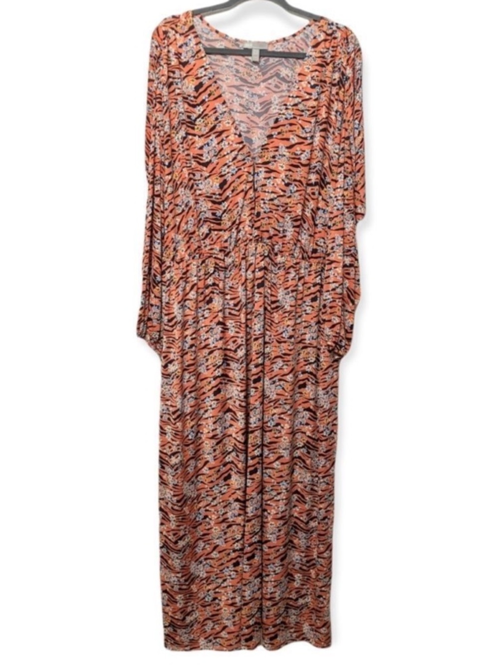 ASOS DESIGN Animal Print Floral Long Sleeve Maxi Dress 18